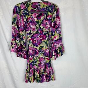 Betsey Johnson Multicolor Floral Long Sleeve Y2K Dress